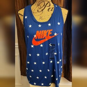Nike blue, red and white tank top shirt, size medium.